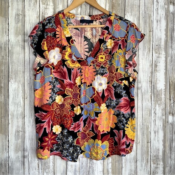RACHEL Rachel Roy Tops - Rachel Rachel Roy Floral Boho Flutter Sleeve Rayon Blouse 1X Plus